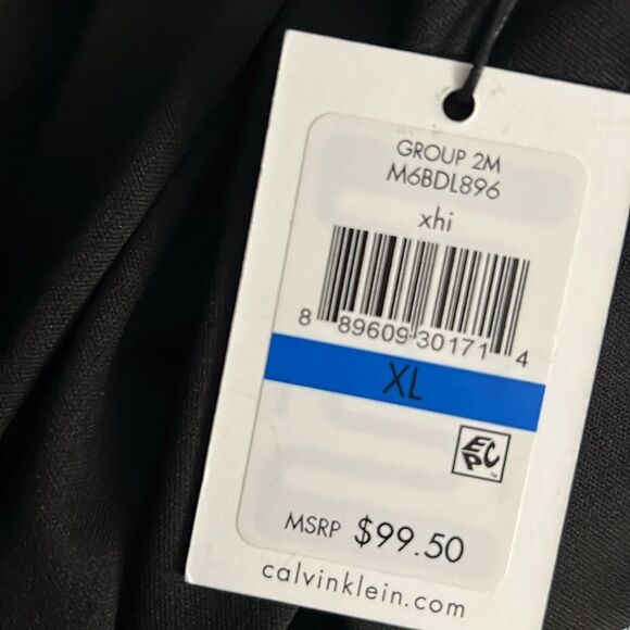 NWT Calvin Klein Floral Black Dress Pink Cream Stretch Knit Key Hole Chain XL - Picture 6 of 10